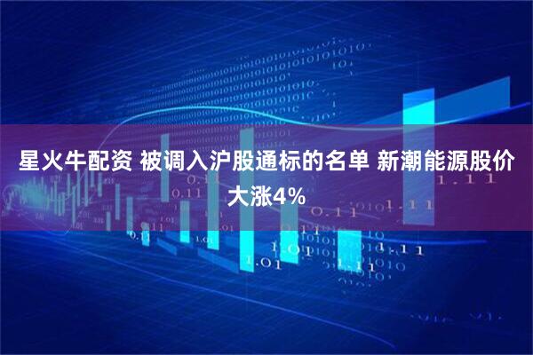 星火牛配资 被调入沪股通标的名单 新潮能源股价大涨4%